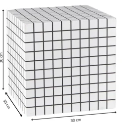 Xenos Bijzettafels-Bijzettafel kubus checks - wit - 30x30x30 cm