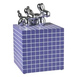 Xenos Bijzettafels-Bijzettafel kubus checks - paars - 30x30x30 cm