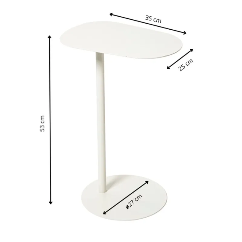 Xenos Bijzettafels-Bijzettafel Mica ovaal - wit - 53x35x25 cm