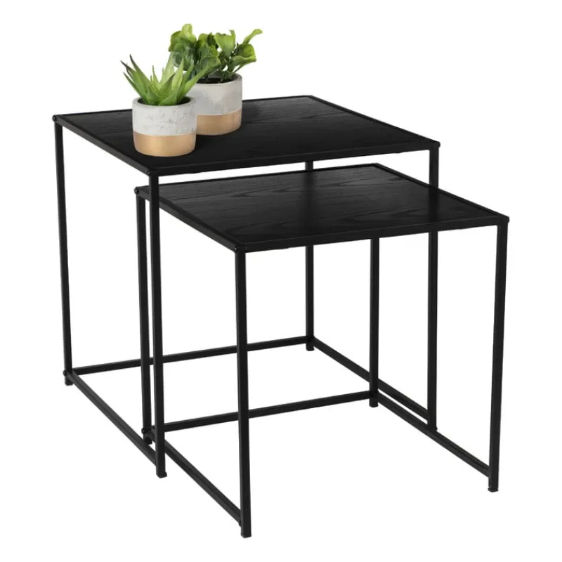 Xenos Salontafels|Bijzettafels-Bijzettafel Noah - zwart - set van 2