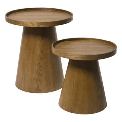 Xenos Bijzettafels-Bijzettafel Rondo groot - bruin - ø45x50 cm