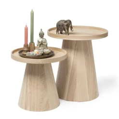 Xenos Bijzettafels-Bijzettafel Rondo klein - naturel - ø38.8x38 cm