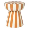 Xenos Bijzettafels-Bijzettafel stripes - beige/oranje - ø40x45 cm