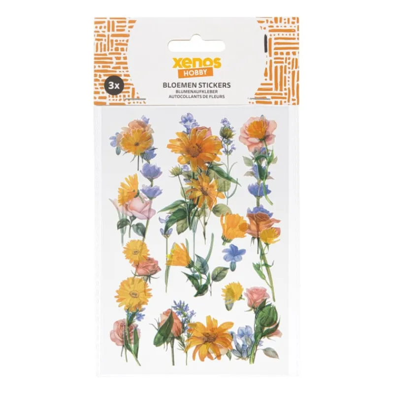 Xenos Knutselspullen-Bloemen stickers - set van 36