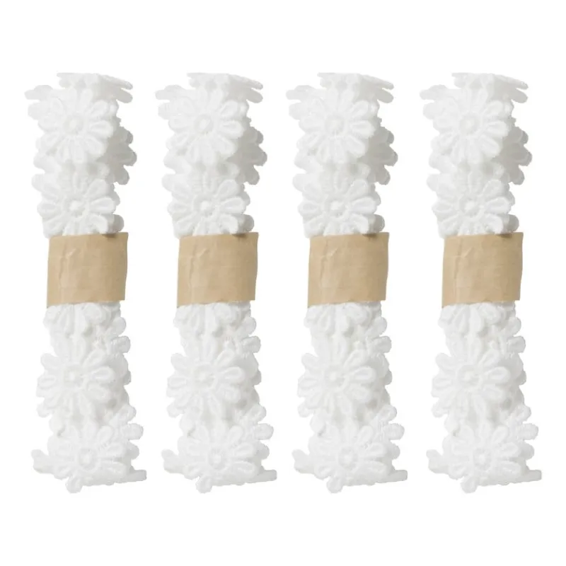 Xenos Knutselspullen-Bloemenband wit - set van 4 - 100 cm