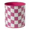 Xenos Bloempotten-Bloempot geblokt groot - roze - ø13x14 cm