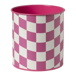 Xenos Bloempotten-Bloempot geblokt groot - roze - ø13x14 cm
