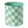 Xenos Bloempotten-Bloempot geblokt klein - groen - ø12x13 cm