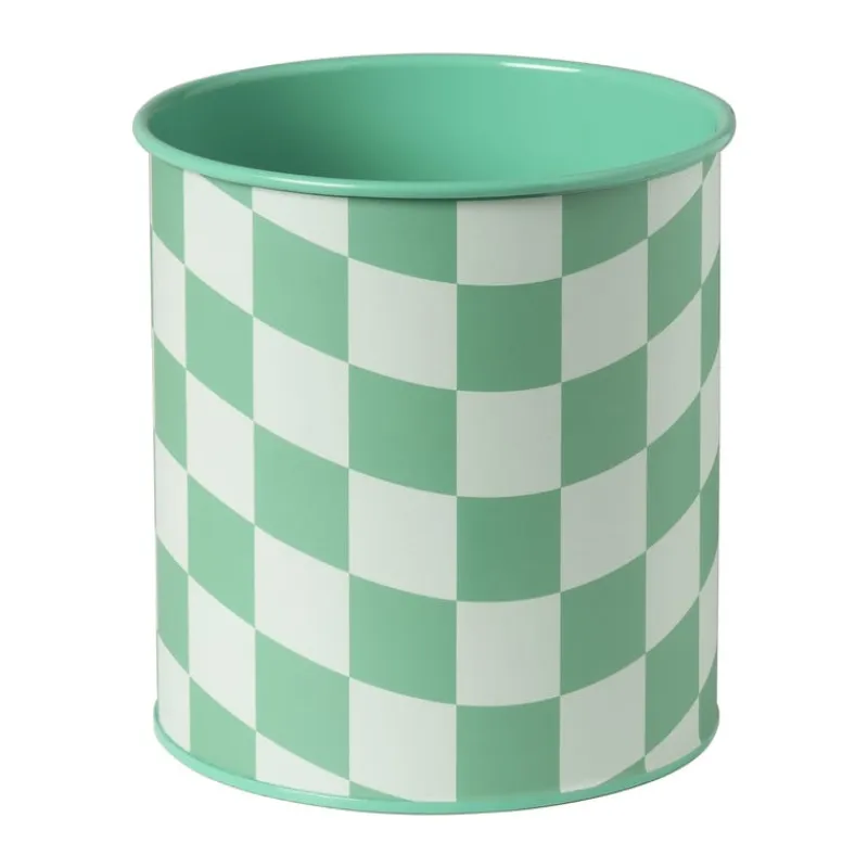 Xenos Bloempotten-Bloempot geblokt klein - groen - ø12x13 cm