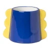 Xenos Bloempotten-Bloempot met oortjes - blauw/geel - ø10x14.5 cm
