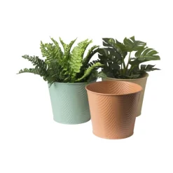 Xenos Bloempotten|Plantenbakken-Bloempot patroon maat L - ø15x18 cm - groen