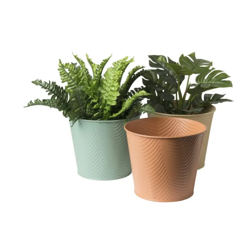 Xenos Bloempotten|Plantenbakken-Bloempot patroon maat L - ø15x18 cm - groen