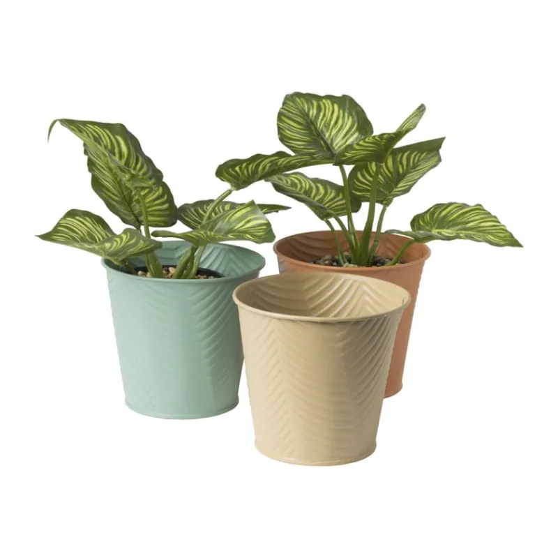 Xenos Plantenbakken|Bloempotten-Bloempot patroon maat S - ø12x13 cm - oranje