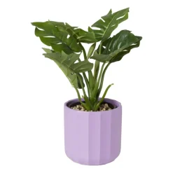 Xenos Bloempotten-Bloempot streep - paars - ø11.5x11 cm