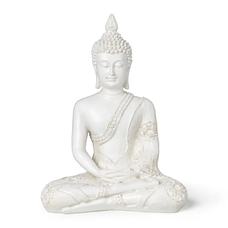 Xenos Boeddha Beelden|Decoratieve Beelden-Boeddha beeld - wit - 27 cm