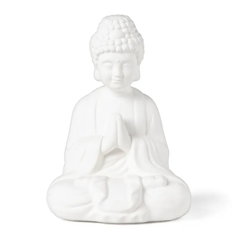 Xenos Boeddha Beelden|Decoratieve Beelden-Boeddha porselein - wit - 14.2x11.2x19 cm