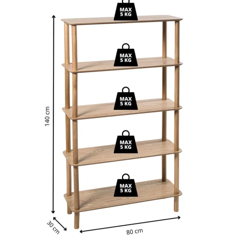 Xenos Boekenkasten|Vakkenkasten-Boekenkast Scandi - naturel - 140x80x30 cm