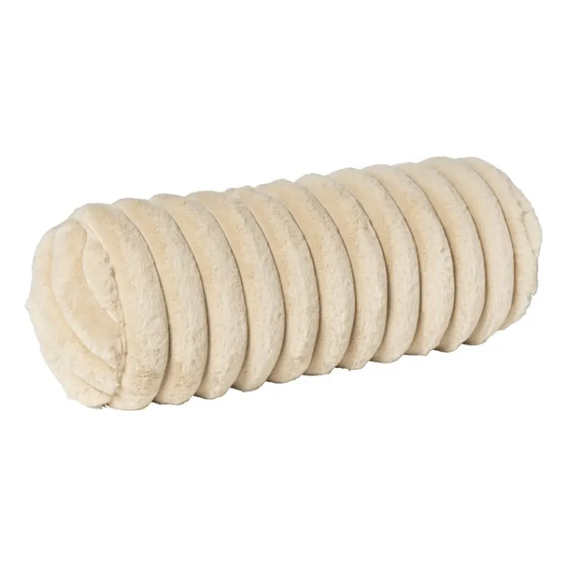 Xenos Kussens-Bolster kussen rib - beige - ø15x45 cm