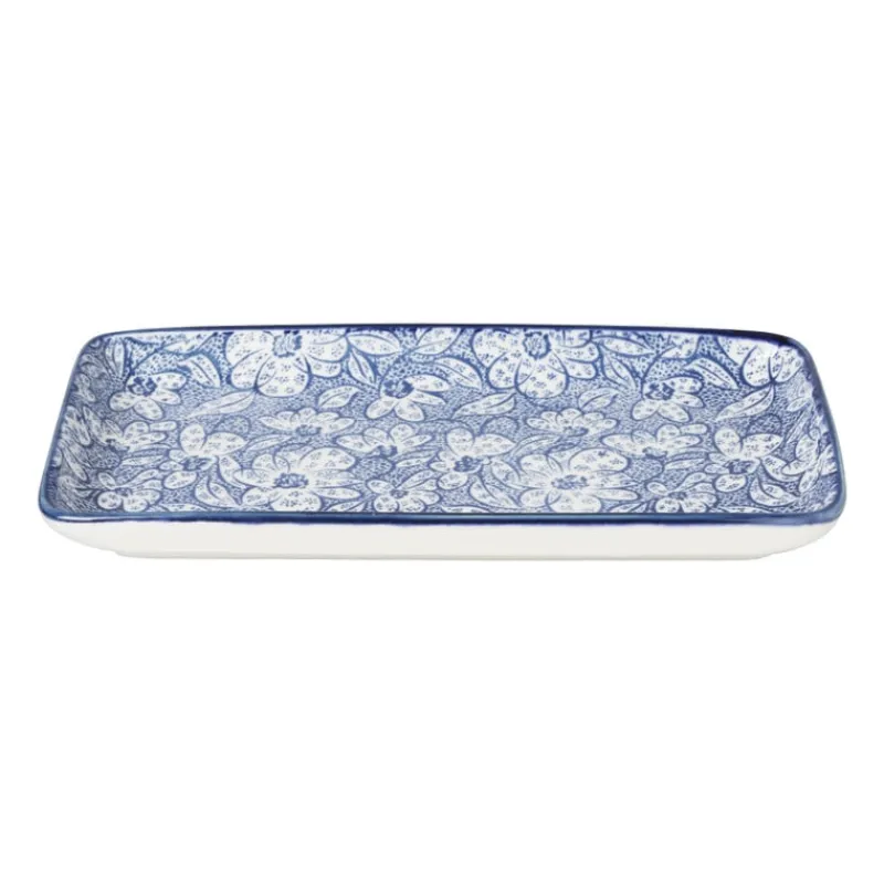 Xenos Sushi Servies|Tapasservies-Bord blue print - botanic - 20x11 cm