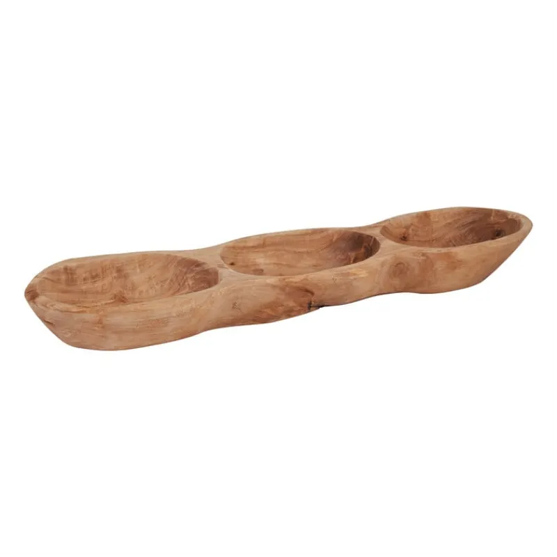 Xenos Borrelplanken|Tapasservies-Borreltrio olijfhout - 39x10x4 cm