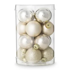 Xenos Kerstballen-Box met kerstballen - goudkleurig - ø4 cm - set van 16