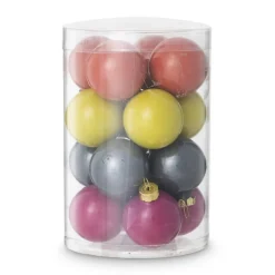 Xenos Kerstballen-Box met kerstballen - multikleur - Ćø4 cm - set van 16