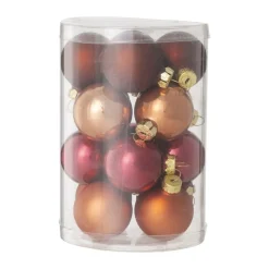Xenos Kerstballen-Box met kerstballen - rood - Ćø4 cm - set van 16