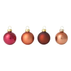 Xenos Kerstballen-Box met kerstballen - rood - ø4 cm - set van 16