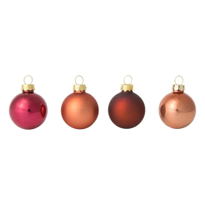 Xenos Kerstballen-Box met kerstballen - rood - ø4 cm - set van 16