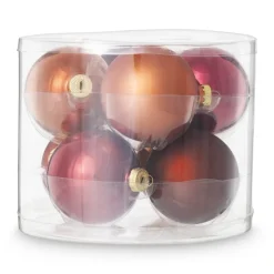 Xenos Kerstballen-Box met kerstballen - rood - Ćø7 cm - set van 8