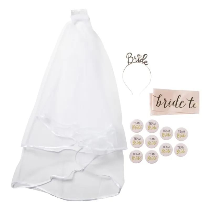 Xenos Bruiloft-Bride to be set - wit/goud - set van 4