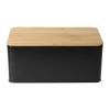 Xenos Broodtrommels-Broodtrommel met plank - zwart - 31x17x14 cm