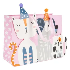 Xenos Cadeautasjes-Cadeautasje cats & dogs - roze - 18x21 cm