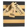 Xenos Cadeautasjes-Cadeautasje zwart met goud - stripes - 18x21 cm
