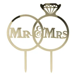 Xenos Cake Toppers|Bruiloft-Cake topper Mr & Mrs - goud