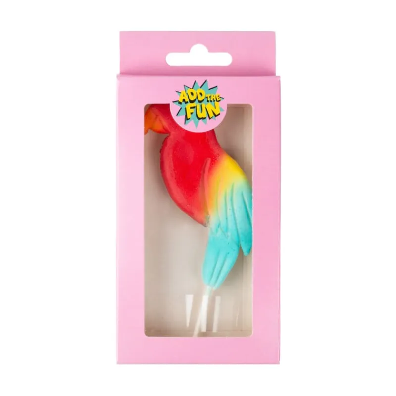 Xenos Kinderfeestjes|Taartdecoratie-Caketopper papegaai - rood/blauw
