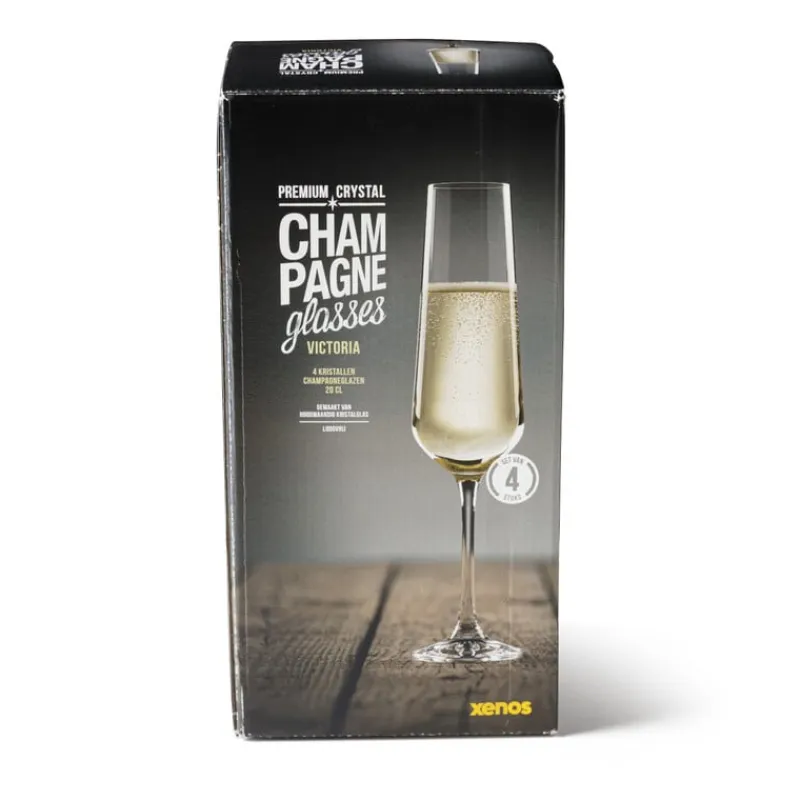 Xenos Glazensets|Champagneglazen-Champagne glazen kristal - 200 ml - set van 4