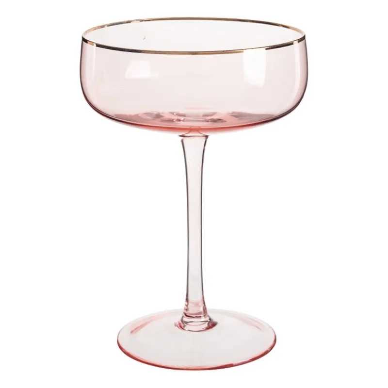 Xenos Ijs|Champagneglazen-Champagnecoupe gouden rand - roze - 220 ml
