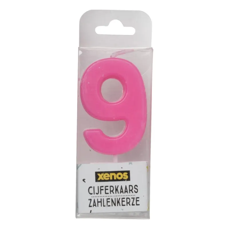 Xenos Taartkaarsjes-Cijferkaars 9 - diverse kleuren