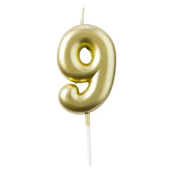 Xenos Taartkaarsjes|Kinderfeestjes-Cijferkaars 9 - goud