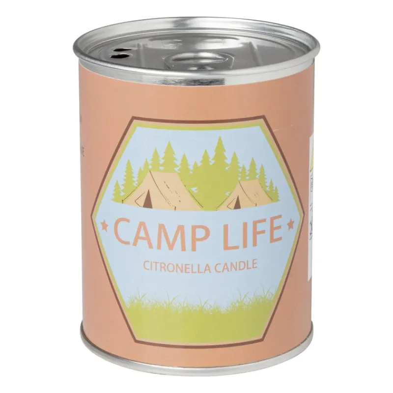 Xenos Citronella Kaars|Citronella Kaars-Citronella kaars camping life - rond blik - ø7.5x9.5 cm