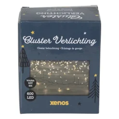 Xenos Kerstverlichting|Kerstboom Verlichting-Cluster verlichting met LED lampjes - warm wit - 6.25 meter