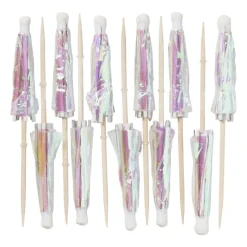 Xenos Keukengerei-Cocktail parapluutjes iriserend - set van 12