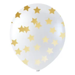 Xenos Ballonnen-Confettiballon goudkleurige sterren - 6 stuks