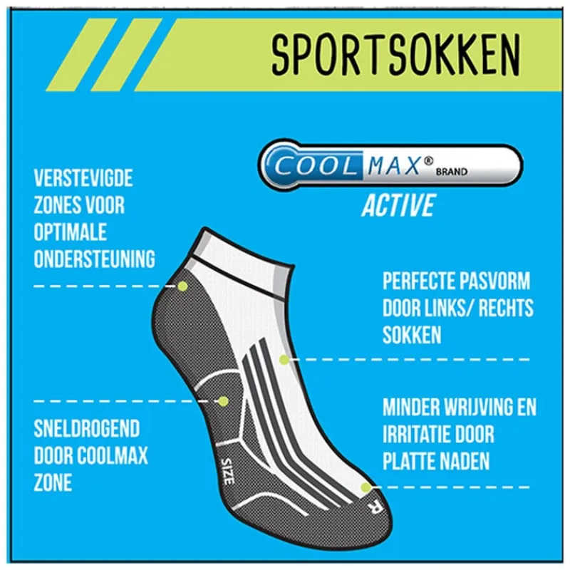 Xenos Sportsokken-Coolmax enkelsokken - 43/46 - wit/grijs - 2 paar