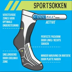 Xenos Sportsokken-Coolmax sportsokken 43/46 - wit/grijs - 2 paar