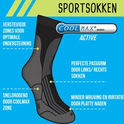 Xenos Sportsokken-Coolmax sportsokken 35/38 - zwart/grijs - 2 paar