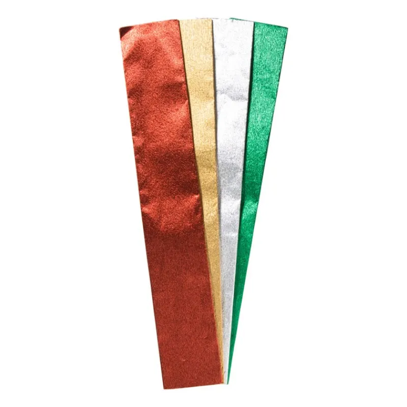 Xenos Knutselpapier|Kerst Inpakken-Crepe papier metallic - multikleur - set van 4