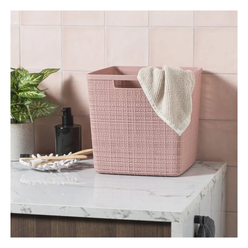 Xenos Opbergboxen-Curver jute opbergmand cube - 17 liter - roze