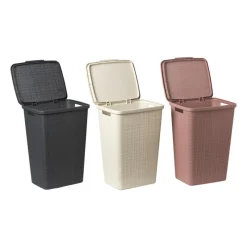 Curver Wasmanden-jute wasmand met deksel - 58 liter - grijs